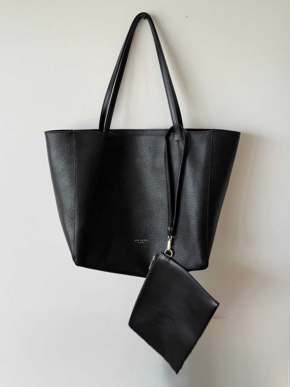 New Ted Baker Black Pebbled Leather Tote